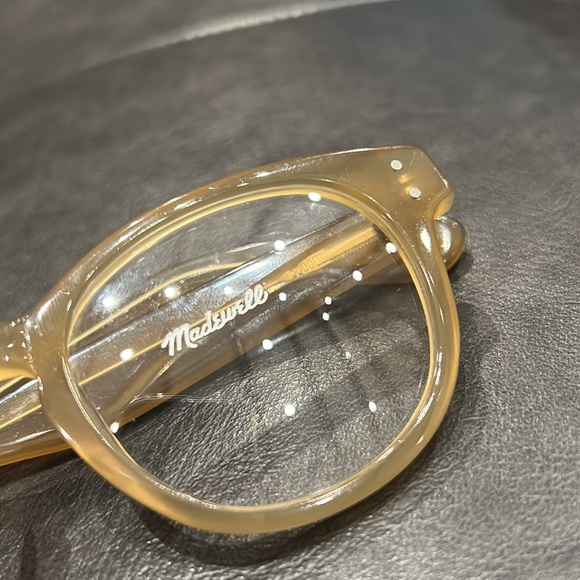 Madewell Horn Rimmed Glasses - Clear Lenses Soft Cat Eye Taupe Caramel Tan Brown - Picture 3 of 6